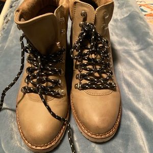 Steve Madden boots! Very versatile and comfy!